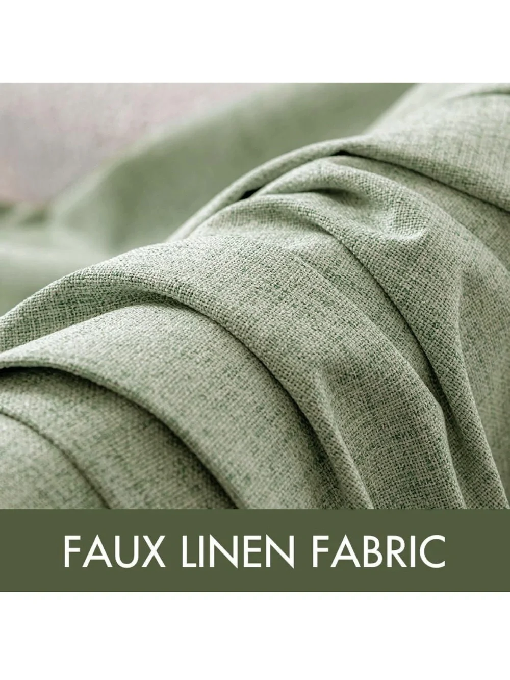 Linen Texture Curtains for Bedroom Solid 100% Blackout Thermal Insulated